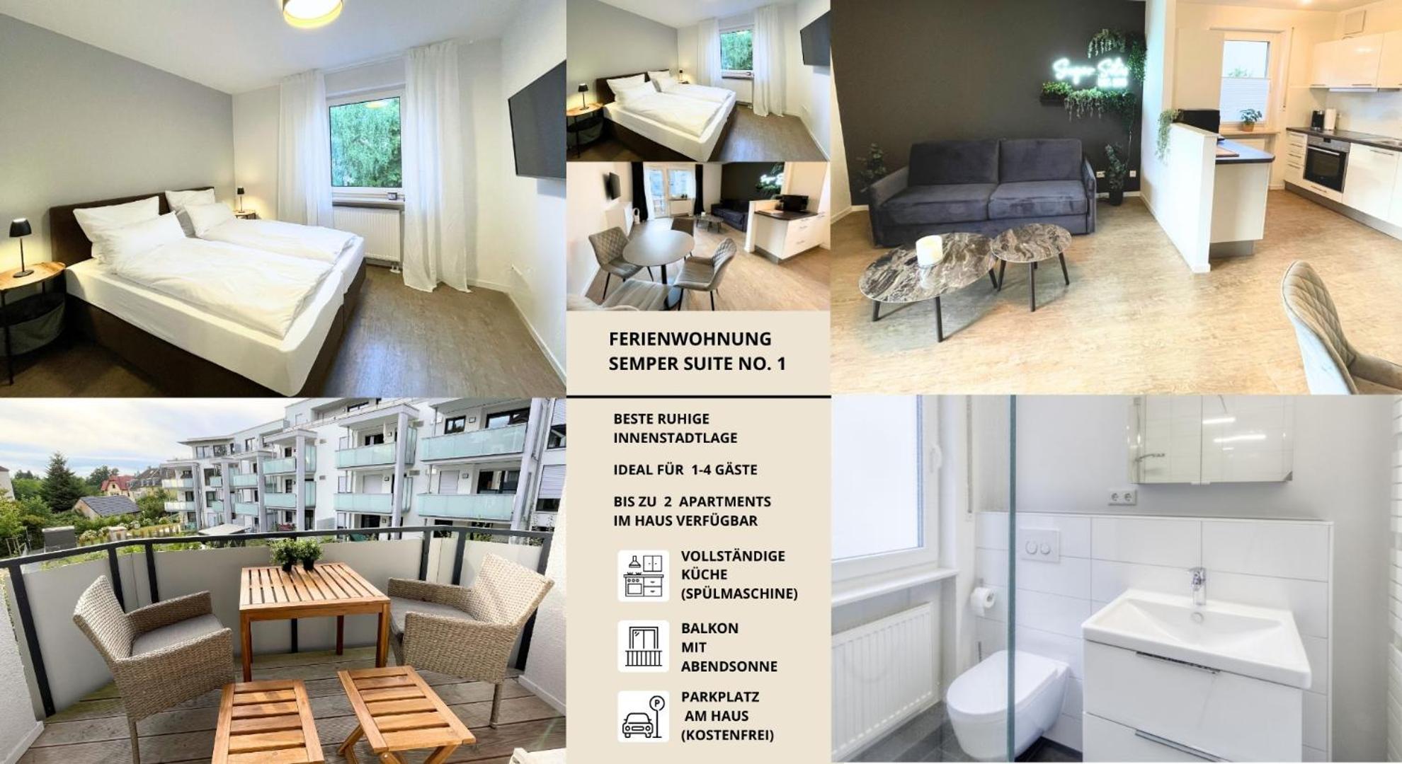 Semper Suite No1 - 2Zi Fewo 1-4 Pers, Balkon, Parkplatz, Hofgartennaehe Bayreuth Exteriér fotografie